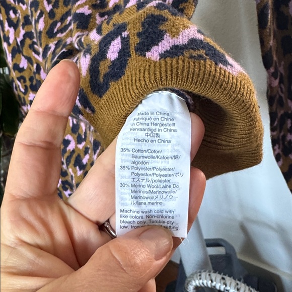 J Crew Leopard Wool Blend Crew Sweater Sz S - Picture 8 of 11